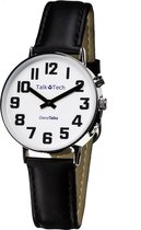 DianaTalks Horloge - Large - Sprekende - 10 Talen - Leren Band - Zwart