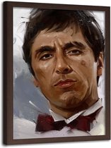 Foto in frame , Scarface , Al Pacino , 70x100cm , bruin wit zwart , wanddecoratie , Premium print