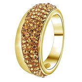 Stalen ring goldplated light colorado kristal