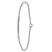Lucardi Dames Armband bol/bar light sapphire kristal - Staal - Armband - Cadeau - 19 cm - Zilverkleurig
