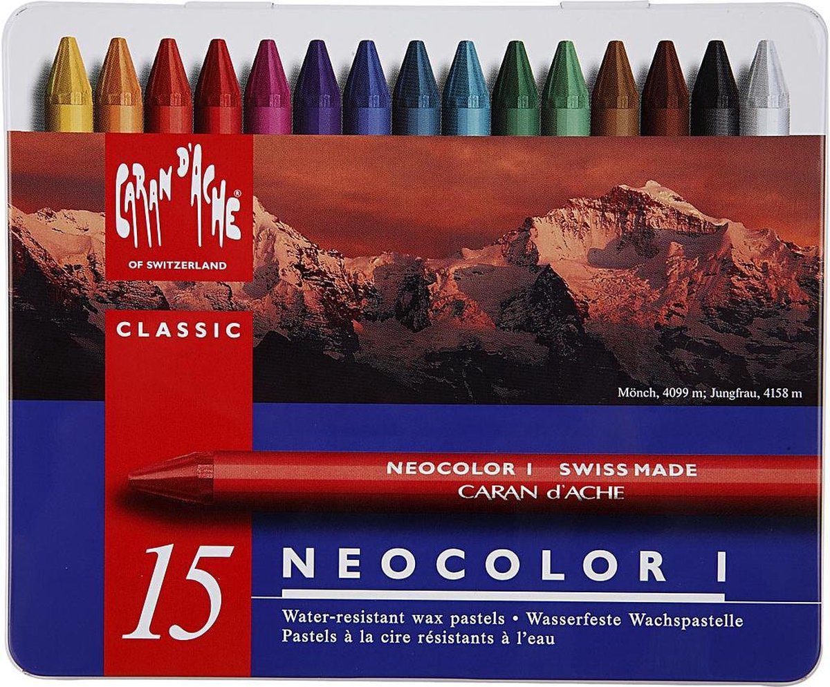 Neocolor I. diverse kleuren. L: 10 cm. dikte 8 mm. 15 stuk/ 1 doos