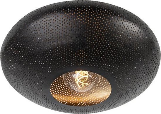 QAZQA radiance - Oosterse Plafondlamp - 1 lichts - Ø 40 cm - Zwart Goud - Woonkamer | Slaapkamer