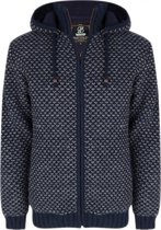 Gebreid Wollen Heren/Uni Vest van Schapenwol met Polyester Fleece voering en afneembare capuchon - SHAKALOHA - M Marlin Navy M