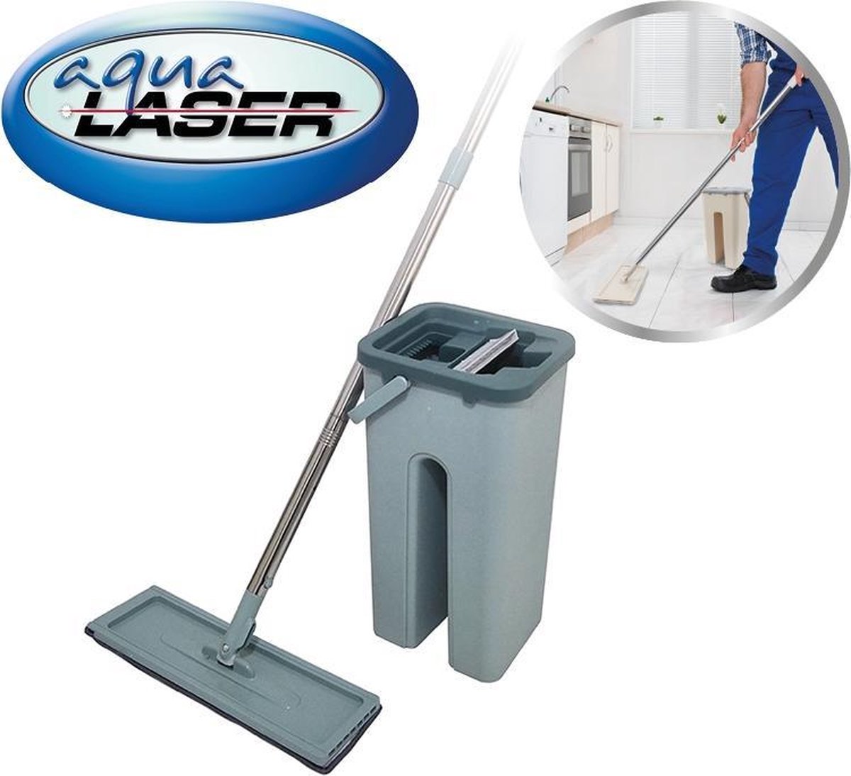 Aqua Laser Easy Flat Mop - Dweil - Blauw | bol.com