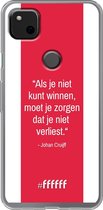 Google Pixel 4a Hoesje Transparant TPU Case - AFC Ajax Quote Johan Cruijff #ffffff