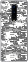 OnePlus 8 Hoesje Transparant TPU Case - Snow Camouflage #ffffff