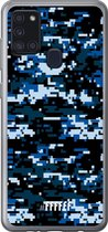 Samsung Galaxy A21s Hoesje Transparant TPU Case - Navy Camouflage #ffffff