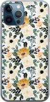 iPhone 12 Pro hoesje siliconen - Lovely flowers - Soft Case Telefoonhoesje - Bloemen - Transparant, Geel