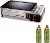 Kemper Smart grill Plancha - draagbare gas barbecue Tafelbarbecue Campingkooktoestel - incl. 2 gasflessen