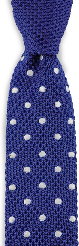 We Love Ties Tie Spotted Frank, tricot polyester, bleu cobalt / blanc