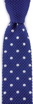 We Love Ties - Stropdas Spotted Frank - gebreid polyester - kobaltblauw / wit