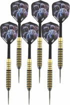 2x Set van 3 dartpijlen Tarantula Brass 22 grams - Darten/darts sport artikelen pijltjes messing