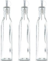 6x Glazen azijn/olie flessen met schenktuit 270 ml - Zeller - Keuken/kookbenodigdheden - Tafel dekken - Azijnflessen - Olieflessen - Doseerflessen van glas