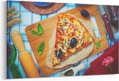 Schilderij - Pizza slice — 90x60 cm