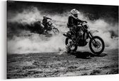 Schilderij - Motocross racer accelerating in dust track — 90x60 cm