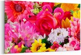 Schilderij - Kleurrijke bloemen — 90x60 cm