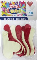 Diakakis Ballonnen Hartjes Latex Rood/wit 10 Stuks