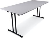Inklapbare tafel recht | 180x80 | T-frame | Blad: Grijs | Frame: Zwart