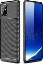 Samsung Galaxy Note 10 Lite - Hoesje TPU Flexibele beschermhoes - Carbon Fibre zwart