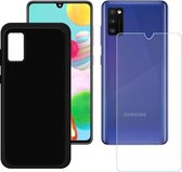 Silicone hoesje zwart met 2 Pack Tempered glas Screen Protector Geschikt voor: Samsung Galaxy A41