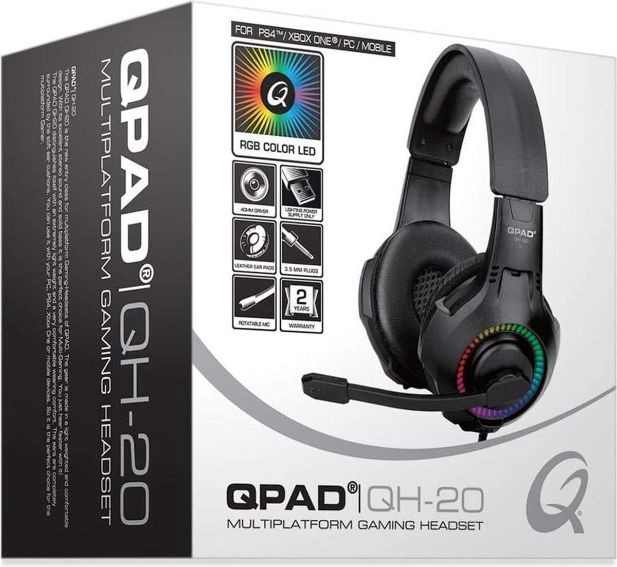 QPAD - QH-20 RGB Stereo Gaming Headset, Multiplatform
