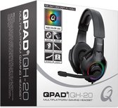 QPAD - Casque de Gaming stéréo RVB QH -20 avec haut-parleur de 40 mm, multiplateforme, design léger avec bandeau réglable, éclairage LED Rainbow
