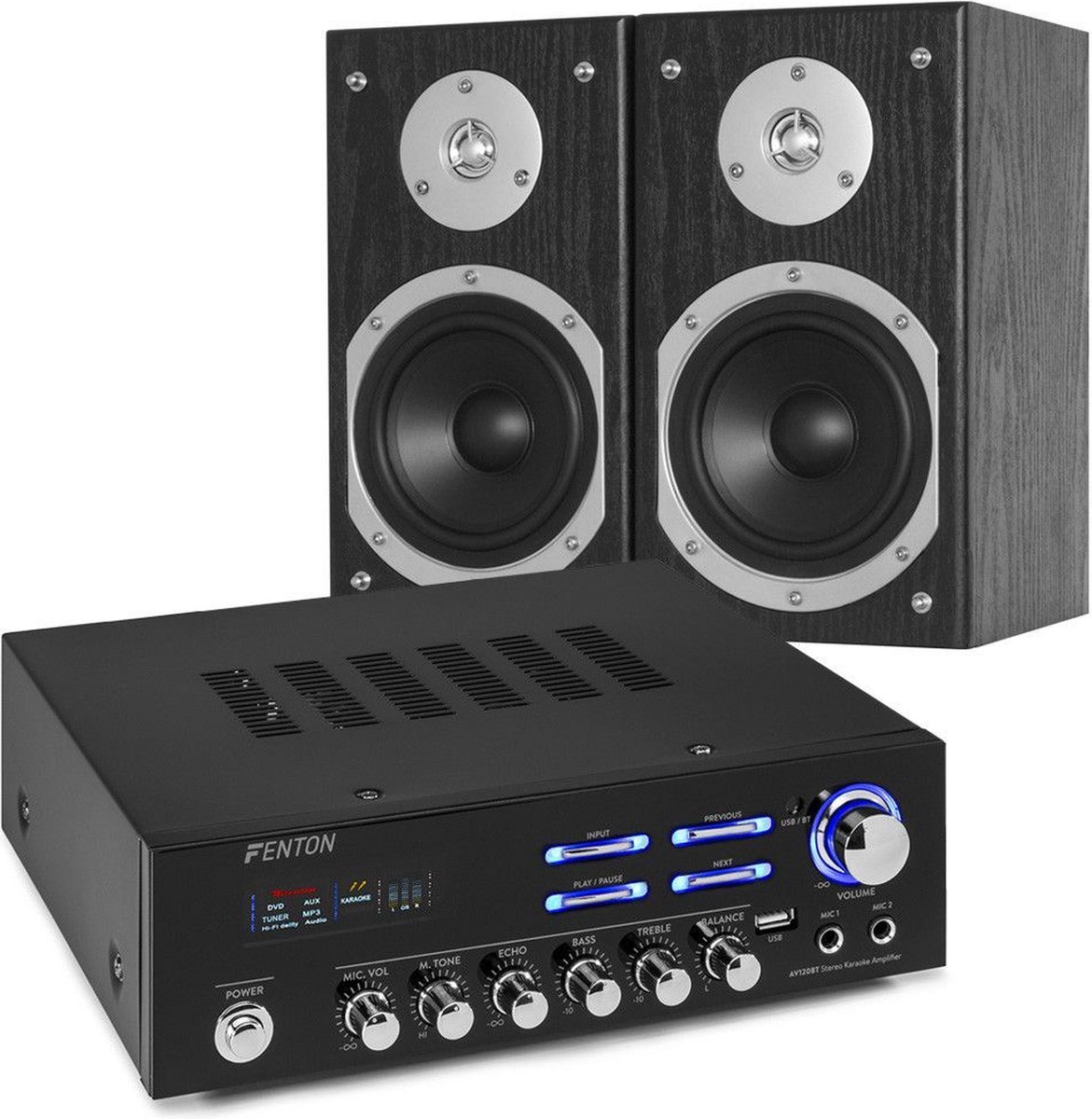 Uil Metafoor droefheid Stereo set - Fenton Bluetooth karaoke stereo set met versterker en speakers  - 120W | bol.com