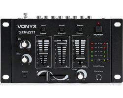Mengpaneel - Vonyx STM-2211B 4-kanaals mengpaneel met 3x lijningang + microfoon ingang - Zwart