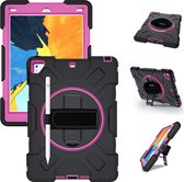 P.C.K. Hoesje/Backcover/Sockproof/Stootproof/Bouw Robuuste Armor Case zwart met roze geschikt voor Apple iPad 10.2 (2019) MET GLASFOLIE/TEMPERED GLASS