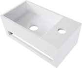 Bewonen Alento fontein Solid Surface met handdoekhouder mat wit- kraangat rechts