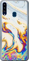 Samsung Galaxy A20s Hoesje Transparant TPU Case - Bubble Texture #ffffff