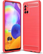 Armor Brushed TPU Back Cover - Samsung Galaxy A31 Hoesje - Rood
