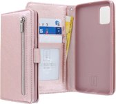 Housse Bookcase hoesje Samsung Galaxy A41 - CaseBoutique - Or rose massif - Simili cuir - Avec poche zippée Compartiment monnaie