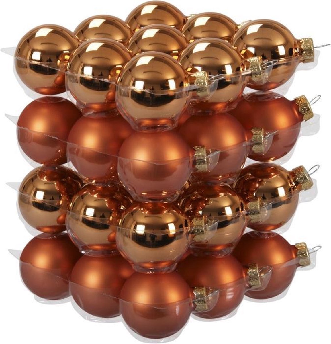 36x Goudsbloem oranje glazen kerstballen 4 cm mat/glans