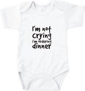 Baby rompertjes I'm not crying i'm ordering dinner - Wit - Maat 62/68 - Kado baby - Babyshower - Babygeschenk - Romper