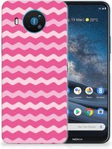 Bumper Hoesje Nokia 8.3 Smartphone hoesje Waves Pink