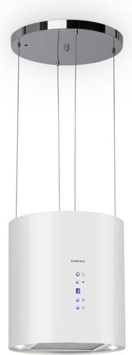 Klarstein Barett eilandafzuigkap- Ø35cm circulatie: 560m³/h led - actief koolfilter - wit
