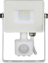 LED Bouwlamp 10 Watt met Sensor - LED Schijnwerper - Viron Dana - Helder/Koud Wit 6400K - Mat Wit - Aluminium - SAMSUNG LEDs - BES LED