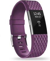 Siliconen Smartwatch bandje - Geschikt voor  Fitbit Charge 2 diamant silicone band - paars - Maat: L - Horlogeband / Polsband / Armband