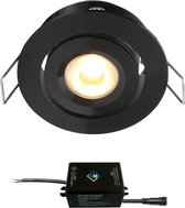 Cree LED inbouwspot Toledo zwart in - 3W / rond / dimbaar / kantelbaar / 230V / IP44 / downlights / plafondspots / spotjes / inbouwspots / badkamer / woonkamer / keuken / spotlight / warmwit