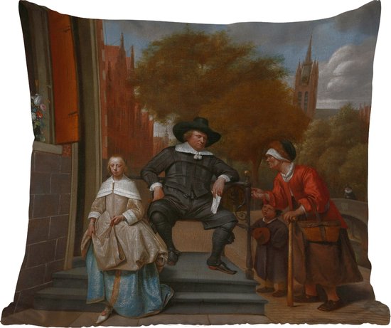 Buitenkussens - Tuin - De burgemeester van Delft en zijn dochter - Schilderij van Jan Steen - 60x60 cm