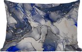 Buitenkussens - Tuin - Marmer - Goud - Abstract - Blauw - 50x30 cm