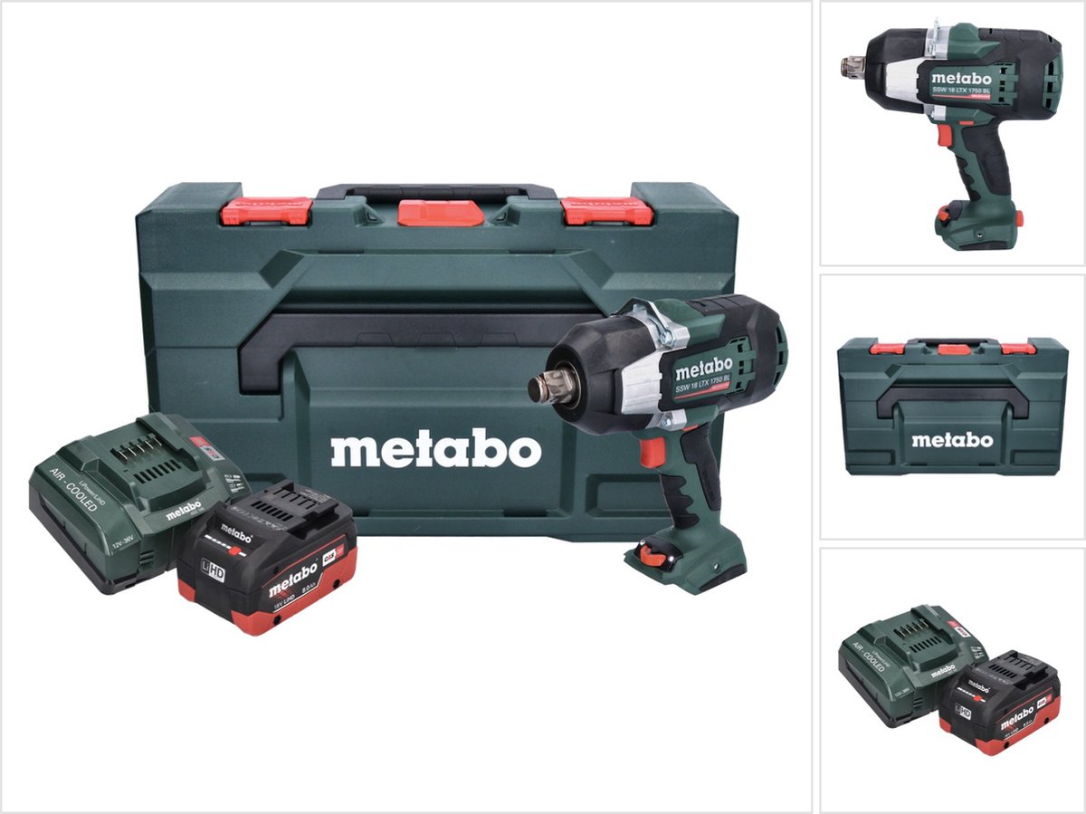 Metabo SSW 18 LTX 1750 BL accuslagmoersleutel 18 V 1750 Nm 3/4" borstelloos + 1x oplaadbare accu 8.0 Ah + lader + metaBOX