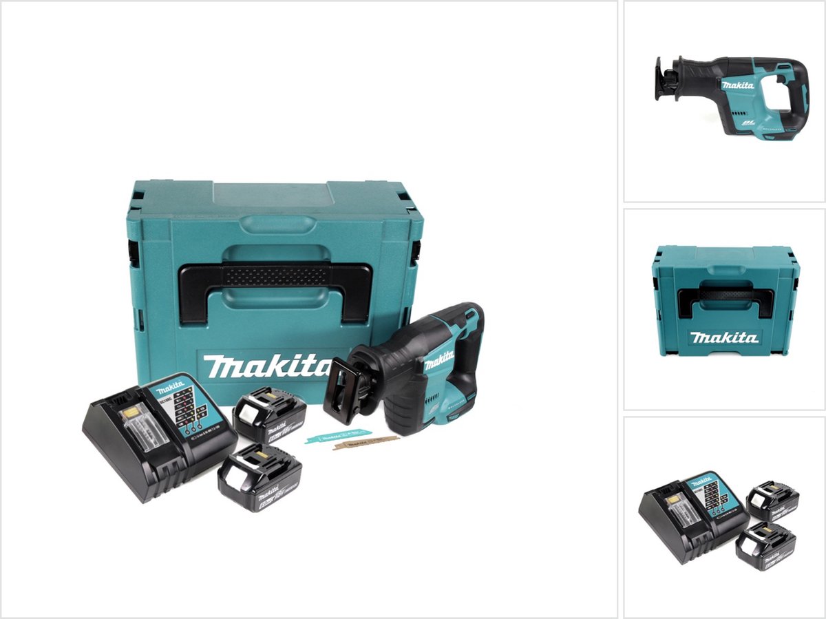 Makita DJR 188 RGJ accu reciprozaag 18 V borstelloze reciprozaag in Makpac + 2x 6.0 Ah accu + lader