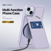 Dux Ducis Rafi II Mag geschikt voor Apple iPhone 14 / 13 Purple geschikt voor MagSafe en pasjes houder RFID