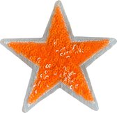 Ster Paillette Oranje Glitter Strijk Embleem Patch 8.5 cm / 8.5 cm / Oranje