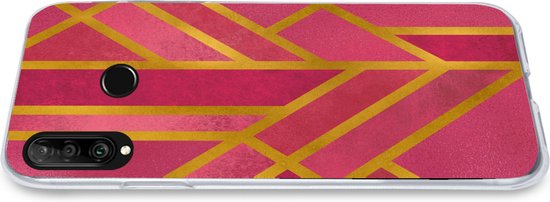 Coque Huawei P30 Lite - Or - Rose - Géométrique - Coque de téléphone en Siliconen