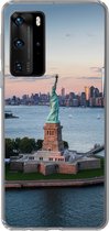 Geschikt voor Huawei P40 Pro hoesje - New York - Vrijheidsbeeld - Skyline - Siliconen Telefoonhoesje
