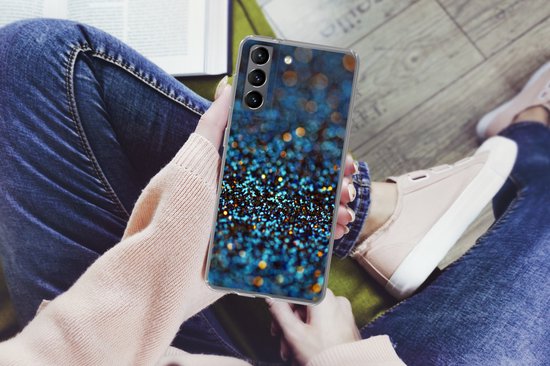 Coque Samsung Galaxy S21 - Fond délavé paillettes colorées - Siliconen - Noël - Cadeaux - Cadeaux chaussures