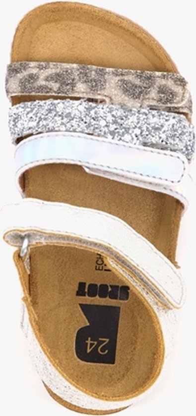 Groot leren meisjes bio sandalen met glitters - Zilver - Maat 29